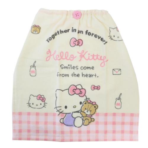 ハローキティ キャラクター ゴム＆ボタン付きキッズおてふきタオル おりこうタオル ふんわりピンク サンリオ グッズ