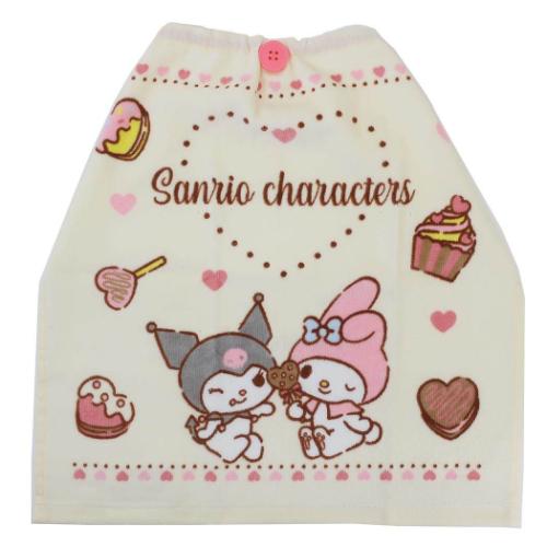 ゴム＆ボタン付きキッズおてふきタオル マイメロディ＆クロミ おりこうタオル おかしだいすき サンリオ 林タオル