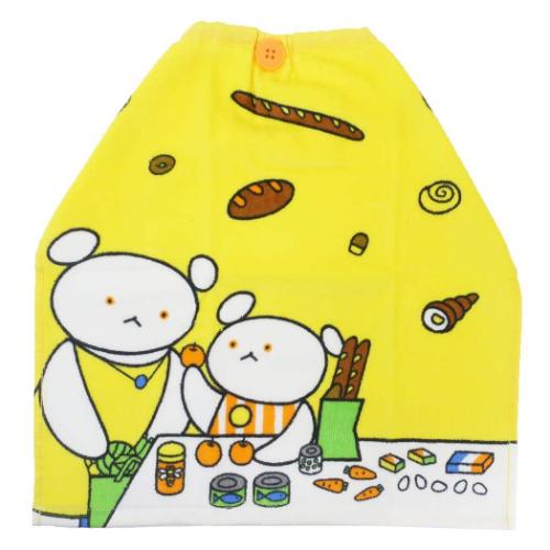 ゴム＆ボタン付きキッズおてふきタオル こぐまちゃん おりこうタオル おかいもの 入園入学準備 幼稚園
