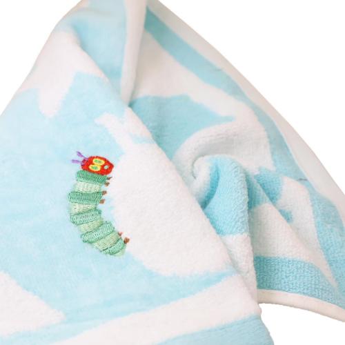 はらぺこあおむし グッズ ハンドタオル エリックカール 絵本キャラクター プリントウォッシュタオル シェイプ BLUE