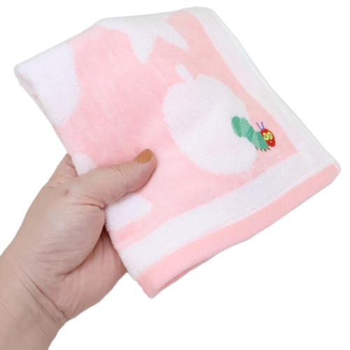 はらぺこあおむし グッズ ハンドタオル エリックカール 絵本キャラクター プリントウォッシュタオル シェイプ PINK