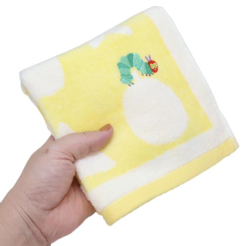 はらぺこあおむし グッズ ハンドタオル エリックカール 絵本キャラクター プリントウォッシュタオル シェイプ YELLOW
