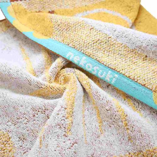 甘撚りジャガードロングタオル nekosuki フェイスタオル ねこ 犬飼タオル のびちゃとら