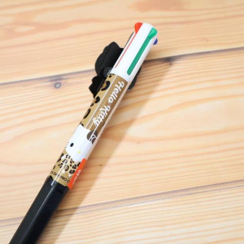 ボールペン マスコット付き4色ボールペン ハローキティ レオパード