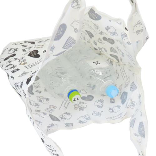 ハローキティ 折りたたみショッピングバッグ エコバッグ モノクロ サンリオ キャラクター