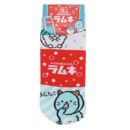 レディースソックス ジャガード 女性用靴下 森永ラムネ しゅうチュー＆ラムねこ センターロゴ お菓子パッケージ ジェイズプランニング かわいい