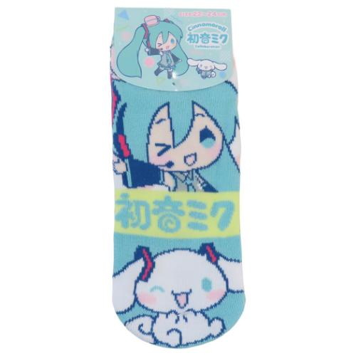 シナモロール 女性用靴下 初音ミク×シナモロール ジャガードソックス