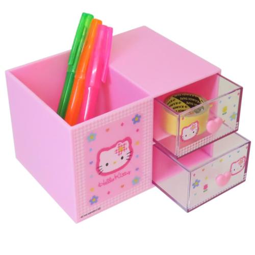 ペンスタンド付きプラチェスト 卓上収納 ハローキティ カオハナ サンリオ 小物入れ 収納ケース