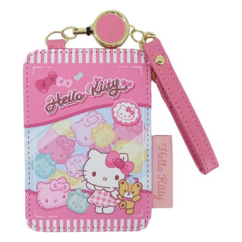 定期入れ リール付きパスケース ハローキティ サンリオ シングルパスケース ICカードケース キャラクター