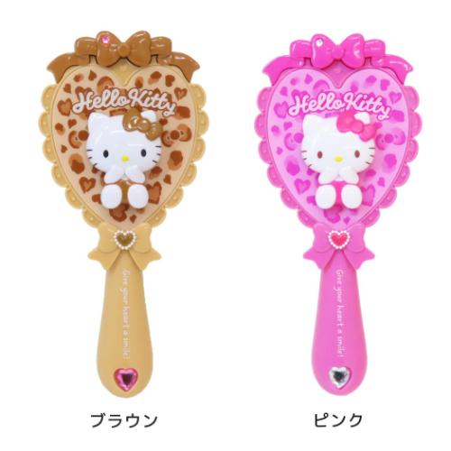 ハローキティ ヘアブラシ ブラシ ヒョウ柄 ブラウン ピンク サンリオ