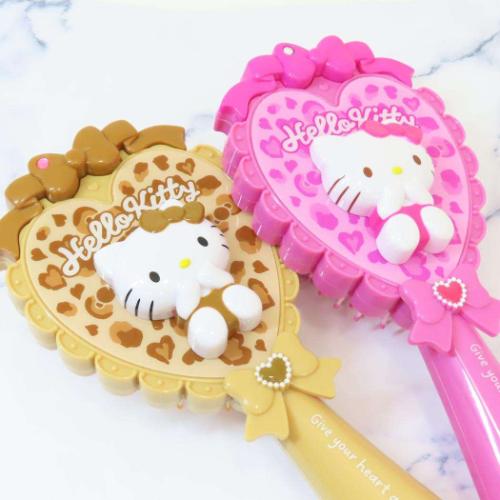 ハローキティ ヘアブラシ ブラシ ヒョウ柄 ブラウン ピンク サンリオ