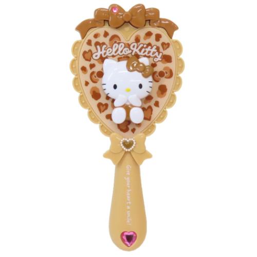 ハローキティ ヘアブラシ ブラシ ヒョウ柄 ブラウン ピンク サンリオ