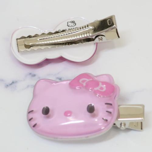 ぷっくりったいヘアクリップ 2個セット ヘアアクセ ピンク ハロー