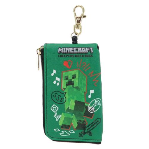 マインクラフト グッズ 定期入れ ゲームキャラクター キーケース付きパスケース パス＆キーケース リール付きパスケース クリーパー 爆買