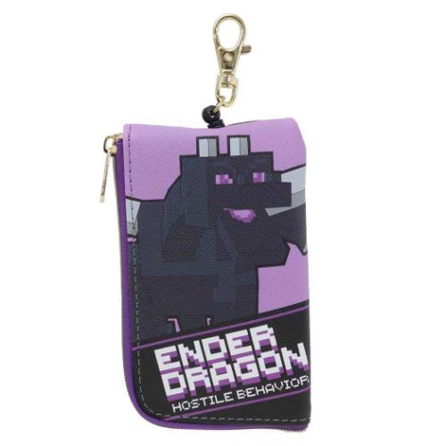 マインクラフト キーケース付きパスケース パス＆キーケース リール付きパスケース Minecraft 定期入れ ゲームキャラクター エンダードラゴン