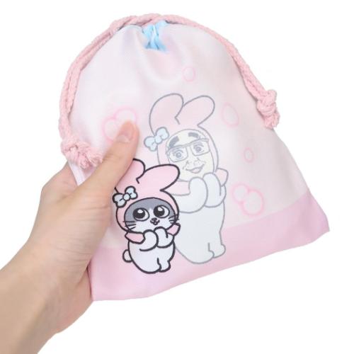 ねこに転生したおじさんxサンリオキャラクターズ 巾着袋 きんちゃくポーチ プンちゃんxマイメロディ サンリオ ケイカンパニー 小物入れ