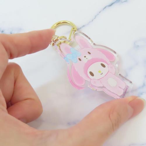 サンリオ ウサギ アクリルキーホルダー マイメロディ キーリング アクリルキーホルダー ウサギ バンザイ