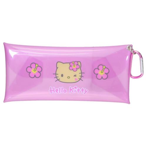 hello kittyハローキティrepipi armarioポーチ筆箱　日焼け ペンケース カラビナ付きクリアロングポーチ 日焼け ハローキティ