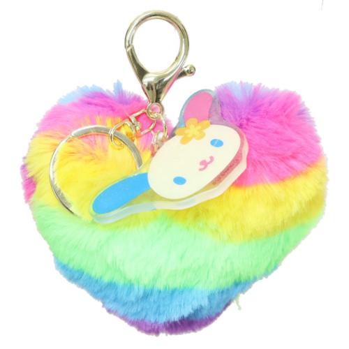 キーリング ハート型ファーキーホルダー ウサハナ サンリオ かわいい