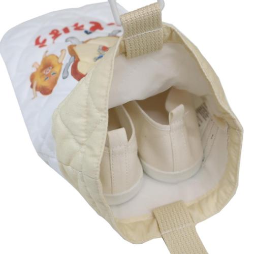 シューズバッグ パンどろぼう キルトシューズケース シロ 体育館靴入れ 新学期準備雑貨