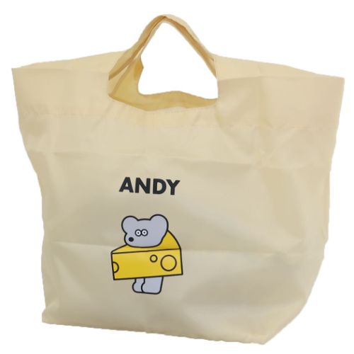 ねずみのANDY 底板付きショッピングバッグミニ 外ポケット付き エコバッグ チーズ アンディ キャラクター