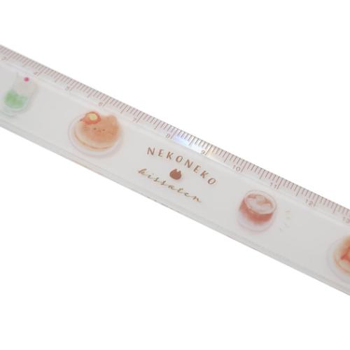ねこねこ かわいい ものさし スリム17cm定規 喫茶店 新入学 グッズ