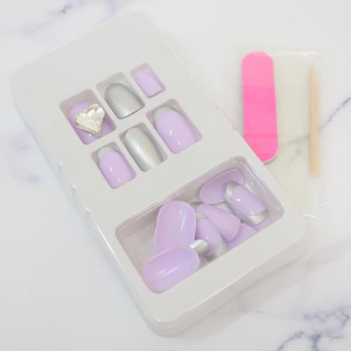 コスメ雑貨 ネイルチップショートタイプ PURPLE SILVER カミオジャパン ネイルアート 付け爪