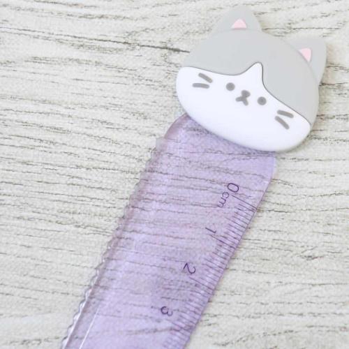 ものさし ラバーマスコット付き定規 12cm ねこ カミオジャパン 新学期準備文具