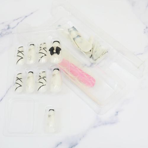 コスメ雑貨 ネイルチップ ロングスクエアタイプ MARBLE RIBBON カミオジャパン