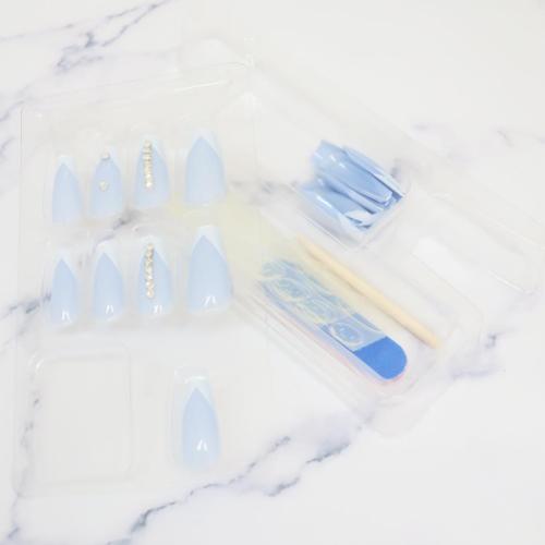 ネイルチップ ロングスクエアタイプ コスメ雑貨 ICE BLUE カミオジャパン ネイルアート 付け爪 おしゃれ