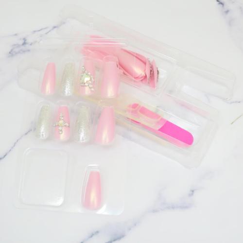 コスメ雑貨 ネイルチップ ロングスクエアタイプ AURORA GLITTER カミオジャパン ネイルアート 付け爪 おしゃれ