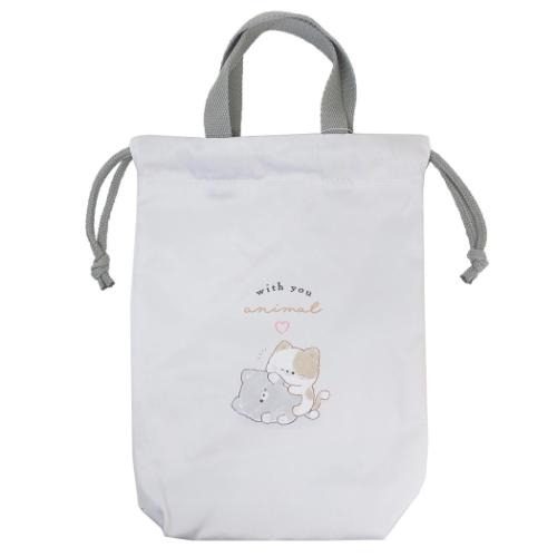 シューズバッグ シューズケース WITH YOU ANIMAL ねこ 新入学 カミオジャパン 体育館靴かばん 新学期準備雑貨