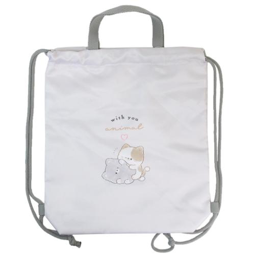 ナップサック 体操服バッグ WITH YOU ANIMAL ねこ 新入学 カミオジャパン