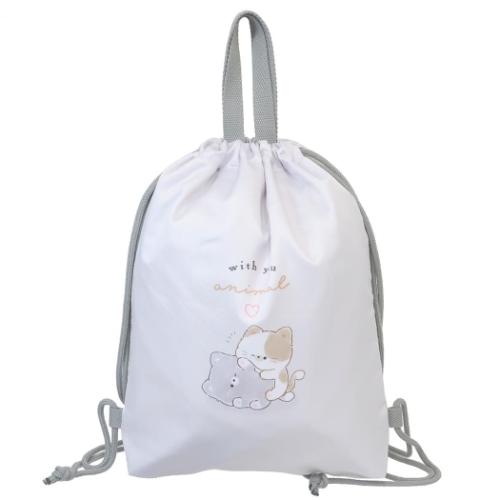 ナップサック 体操服バッグ WITH YOU ANIMAL ねこ 新入学 カミオジャパン