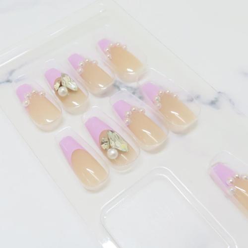 コスメ雑貨 ネイルチップ ロングスクエアタイプ PURPLE FRENCH カミオジャパン 付け爪