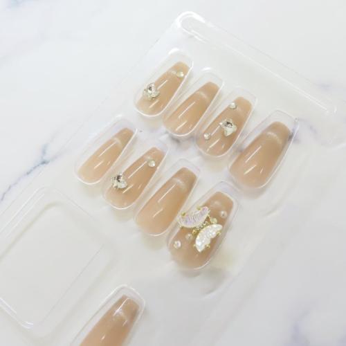 コスメ雑貨 ネイルチップ ロングスクエアタイプ PINK BEIGE MAGNET カミオジャパン 付け爪