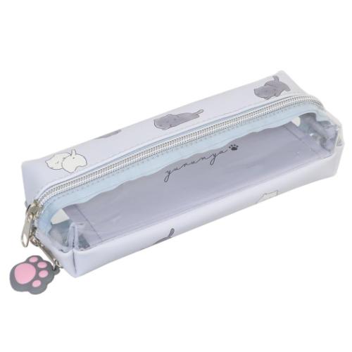 ペンポーチ ゆるにゃー 2ルームペンケース モノクロ 筆箱