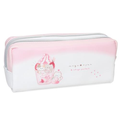 ペンポーチ MOGUNYAN ツインファスナーペンケース いちごパフェ 新入学