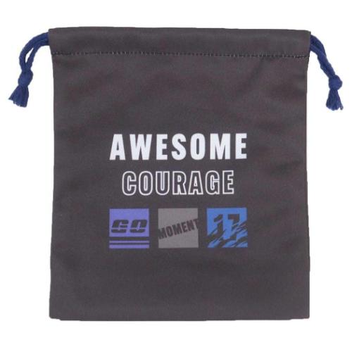 巾着袋 マチ付き巾着 きんちゃくポーチ AWESOME COURAGE カミオジャパン 新学期準備