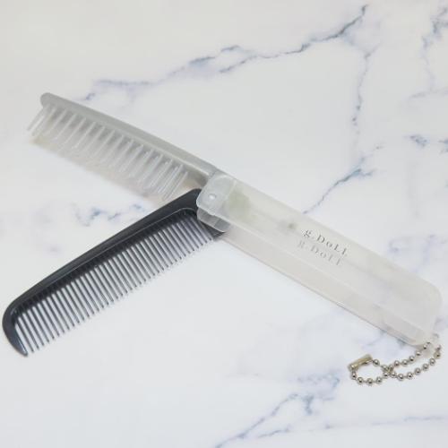 ヘアブラシ LIKECOSME 折りたたみブラシ＆コーム GRAY DOLL カミオ