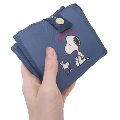 スヌーピー 底板付きエコバッグMINI 外ポケット付き ピーナッツ エコバッグ キャラクター ボーダー