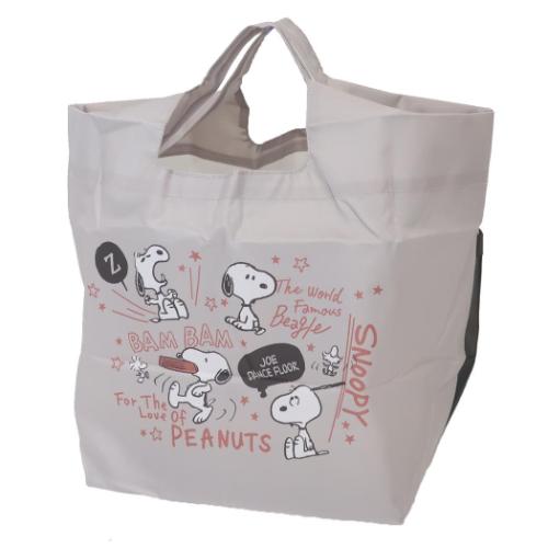 PEANUTS スヌーピー 底板付きエコバッグMINI 外ポケット付き