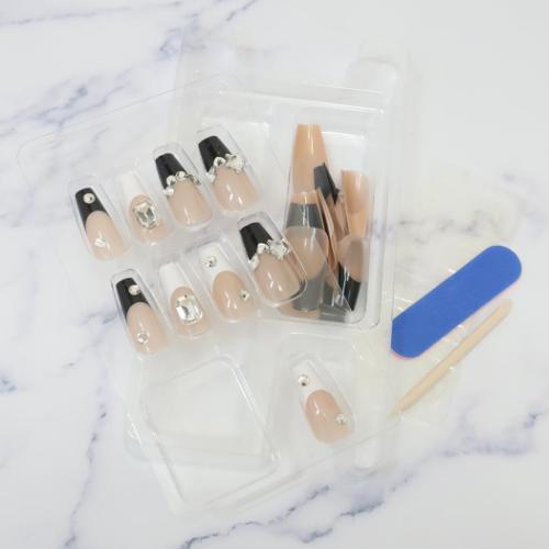 コスメ雑貨 ネイルチップロングスクエアタイプ MONOTONE FRENCH カミオジャパン ネイルアート 付け爪