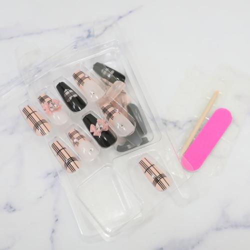 コスメ雑貨 ネイルチップロングスクエアタイプ HEART CHECK カミオジャパン ネイルアート 付け爪