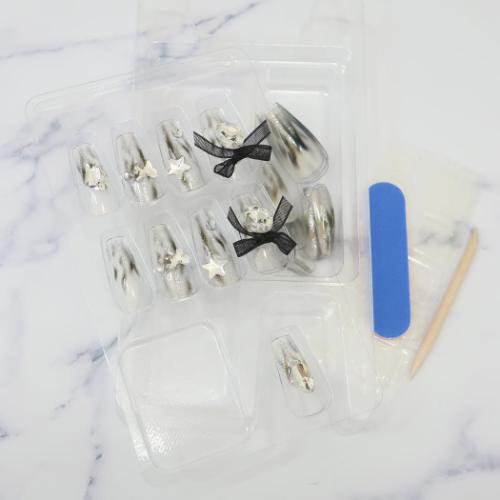 コスメ雑貨 ネイルチップロングスクエアタイプ CLEAR RIBBON カミオジャパン ネイルアート 付け爪