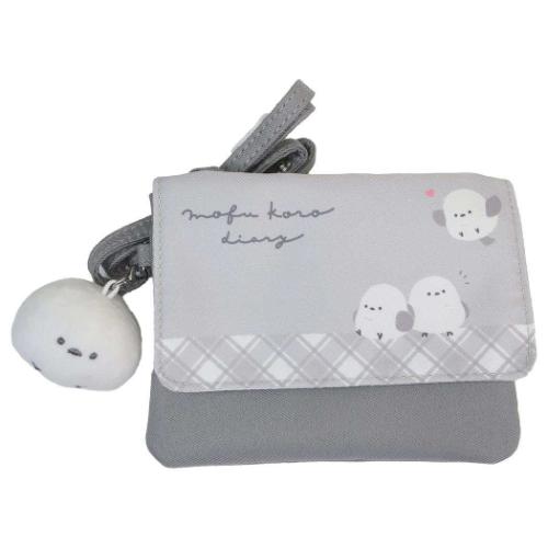 横長どこでもポッケ クリップポケット もふころダイアリー シマエナガ グレー カミオジャパン クリップポーチ 移動ポケット キッズポシェット