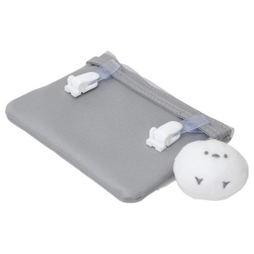 横長どこでもポッケ クリップポケット もふころダイアリー シマエナガ グレー カミオジャパン クリップポーチ 移動ポケット キッズポシェット