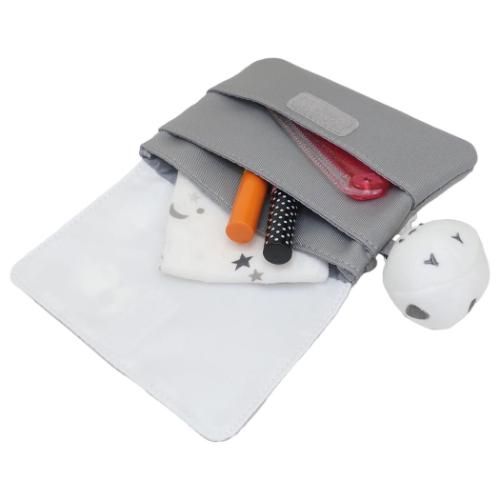 横長どこでもポッケ クリップポケット もふころダイアリー シマエナガ グレー カミオジャパン クリップポーチ 移動ポケット キッズポシェット