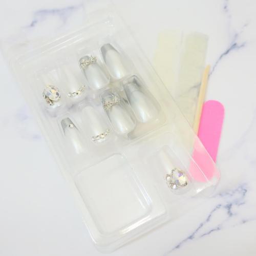 コスメ雑貨 ネイルチップロングスクエアタイプ PEARL WHITE カミオジャパン ネイルアート 付け爪