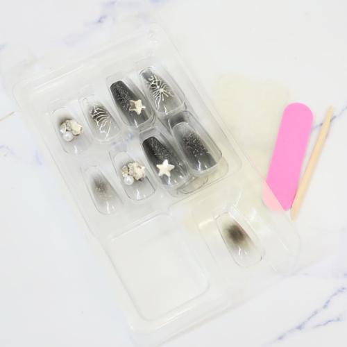 コスメ雑貨 ネイルチップロングスクエアタイプ SHEER BLACK カミオジャパン ネイルアート 付け爪